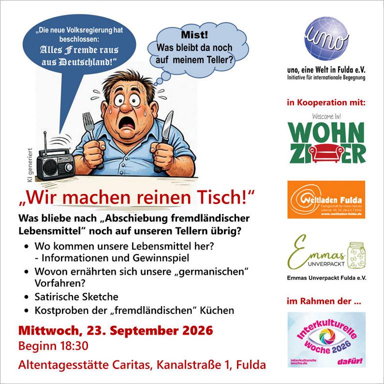 "Wir machen reinen Tisch" - ein satirischer Abend über Essen, Vielfalt und Abschottung