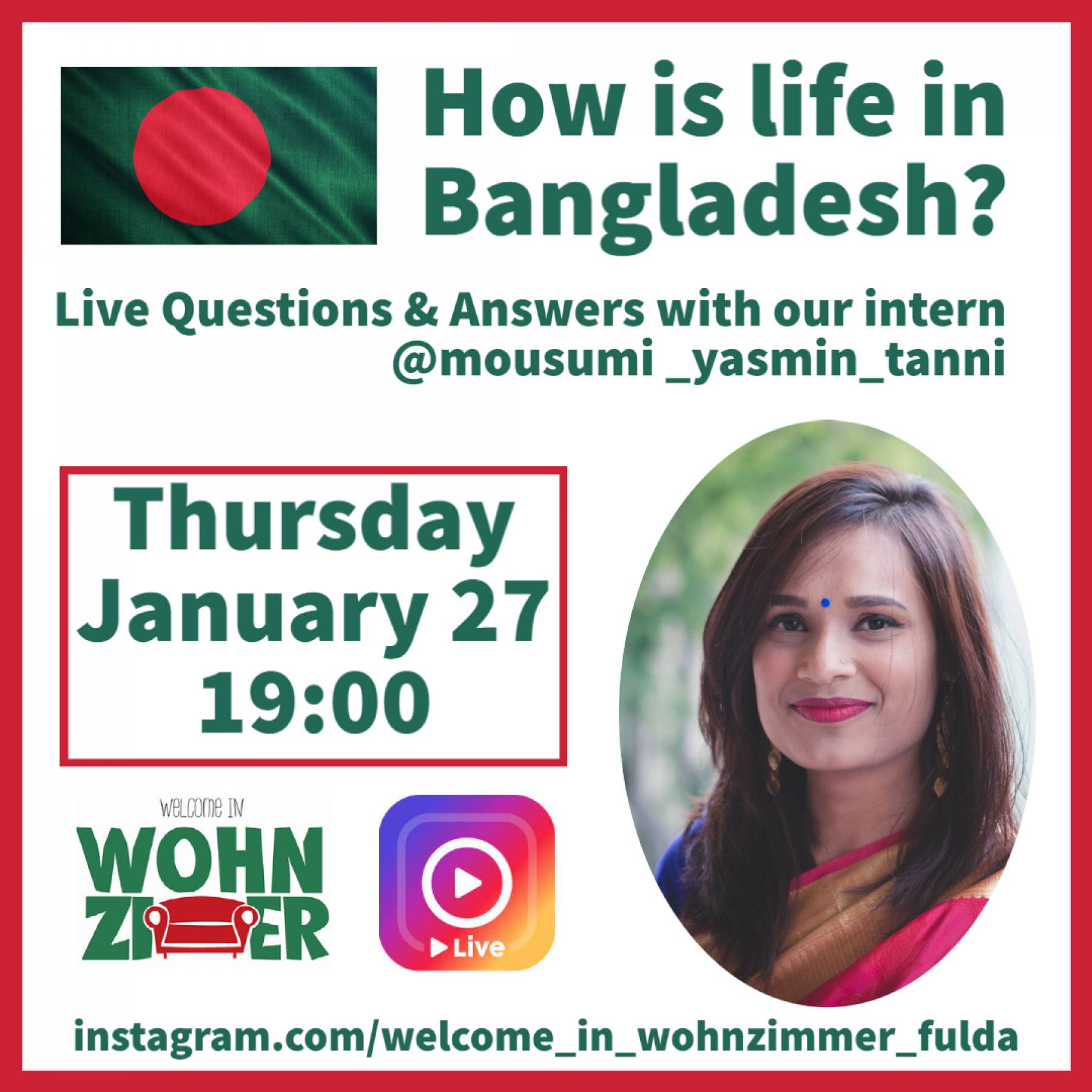 How is Life in Bangladesh? Q&A live auf Instagram