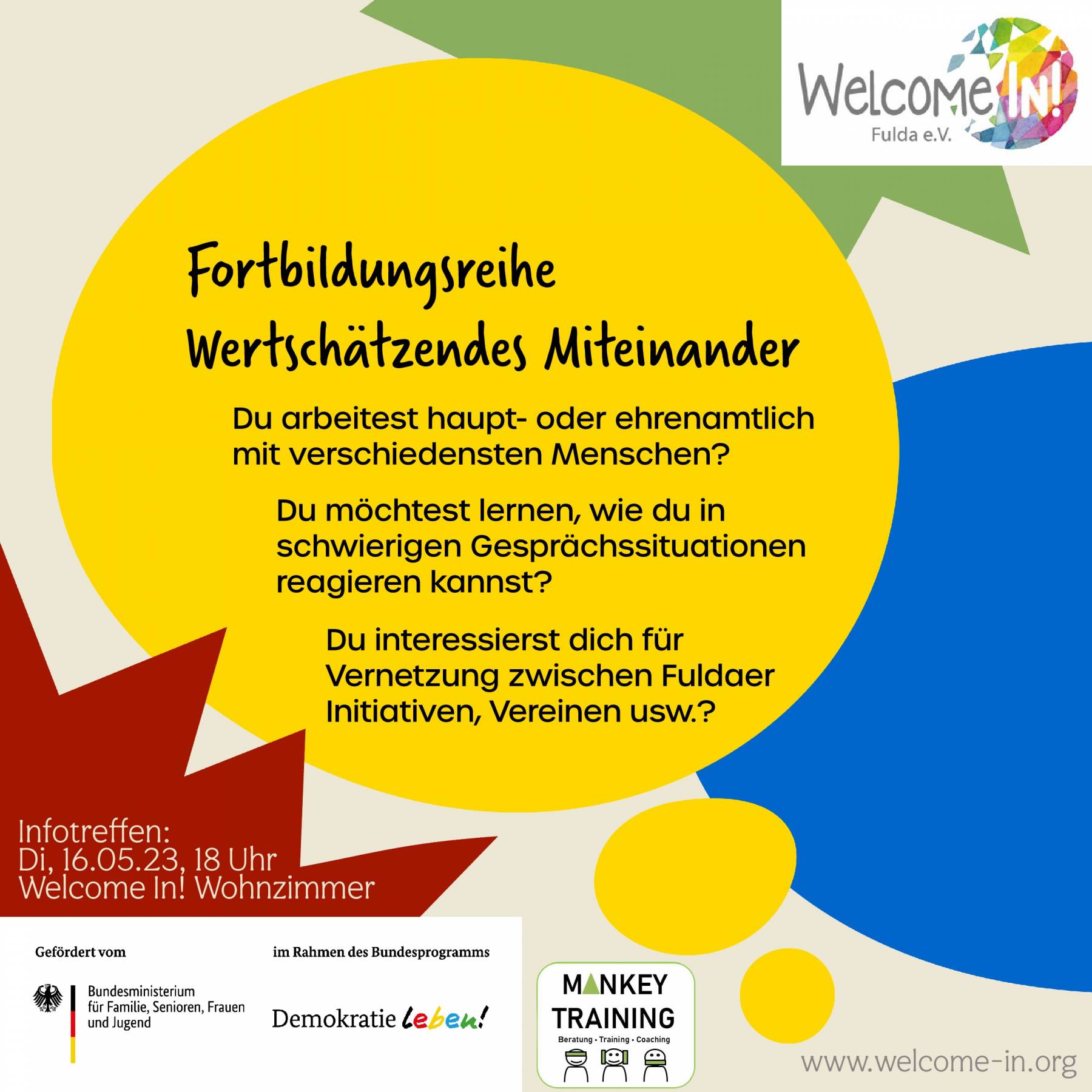 Fortbildungsreihe für Fuldaer Initiativen und Vereine Wertschätzendes Miteinander - Vernetzungstreffen mit MehrWert