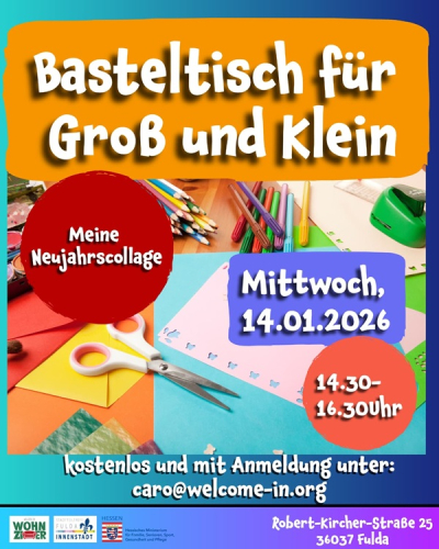 Basteltisch für Groß und Klein-Meine Neujahrscollage